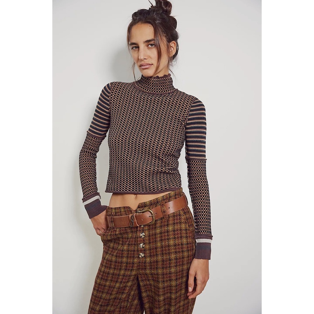 NWT Free People We The‎ Free Gamer Cuff Black Brown Combo XS Funky Casual Knit